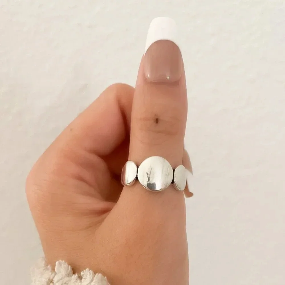 925 Sterling Silver Oval Ring Minimalist Ring Round Circle Ring Round Ring Band - Picture 10 of 10